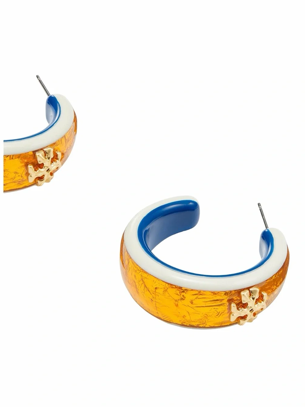 TORY BURCH • Roxanne Colorblock Hoop Earrings Includes Tory Burch Jewelry Bag